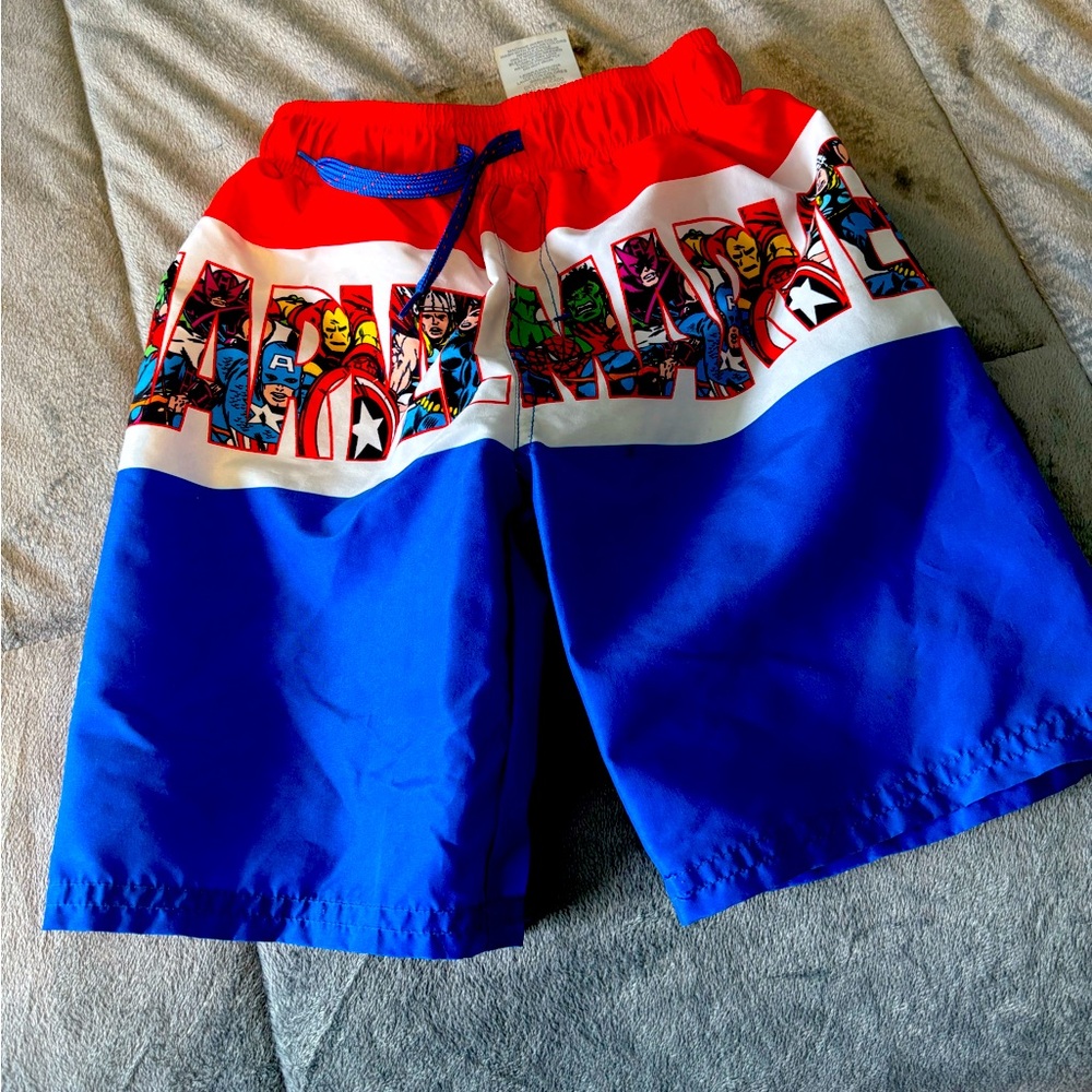 Marvel Red and Blue Hero Swim Shorts sz 4